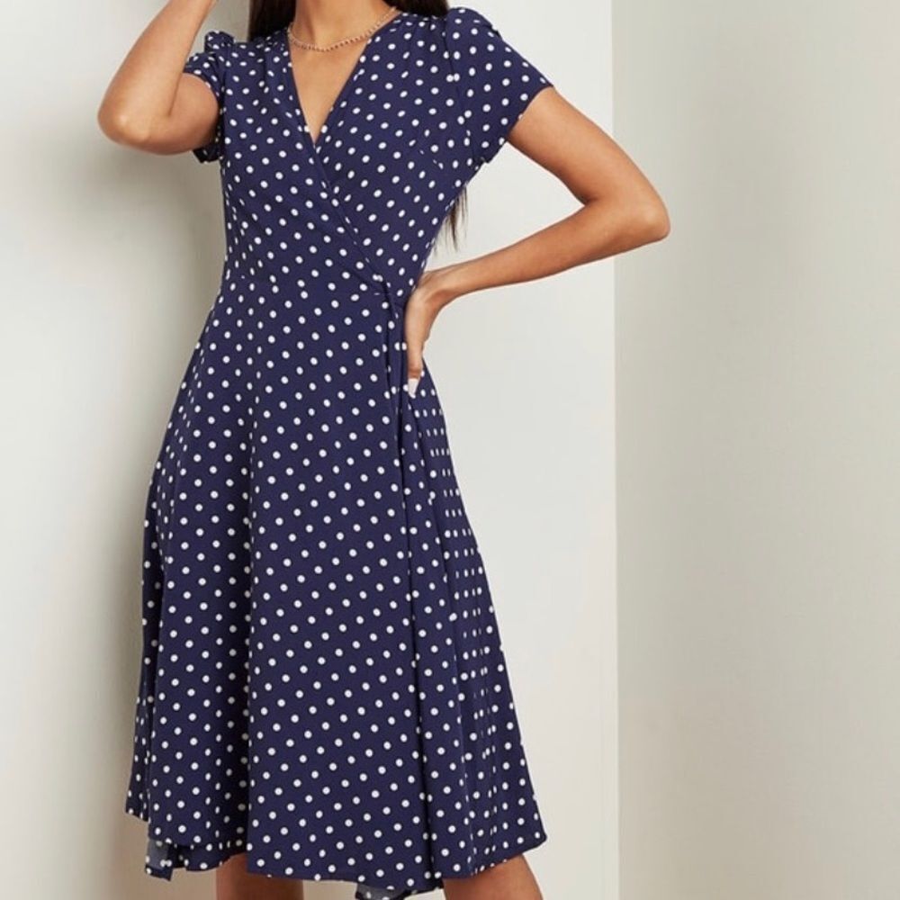 MSK women’s polkadot, flutter sleeve midi dress size 12